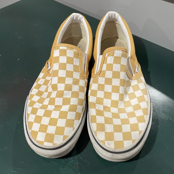 Barely Worn Vans Classic Slip on Checkerboard Golden Yellow - Picture 5 of 5